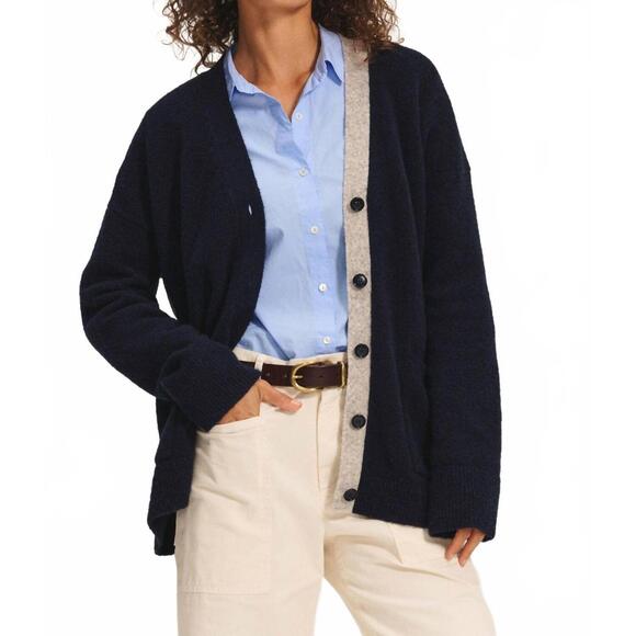 NEW VELVET BY GRAHAM & SPENCER cameron v-neck sweater in navy